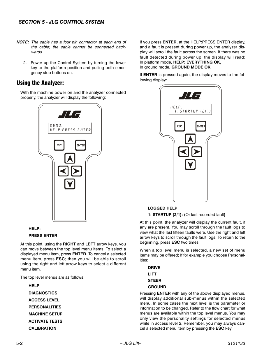 Using the analyzer | JLG 4394RT Service Manual User Manual | Page 156 / 228