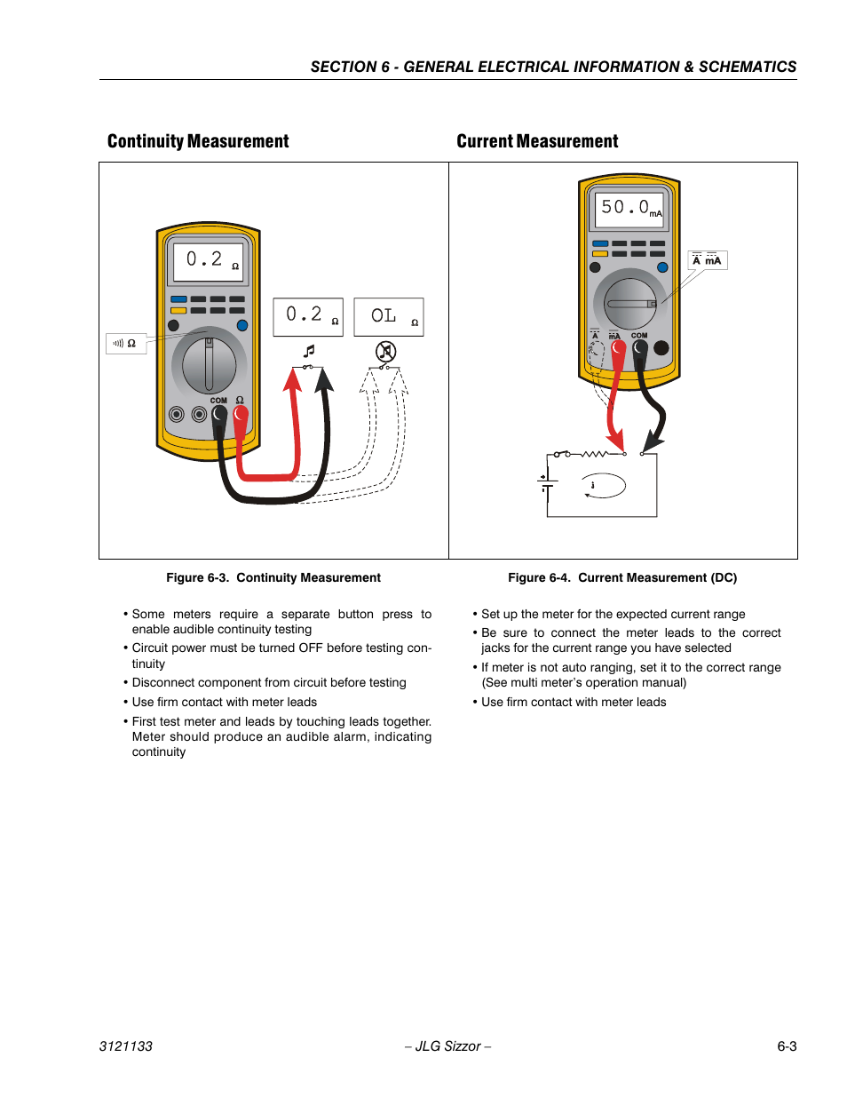 Continuity measurement -3, Current measurement (dc) -3, Continuity measurement current measurement | JLG 4394RT Service Manual User Manual | Page 181 / 228
