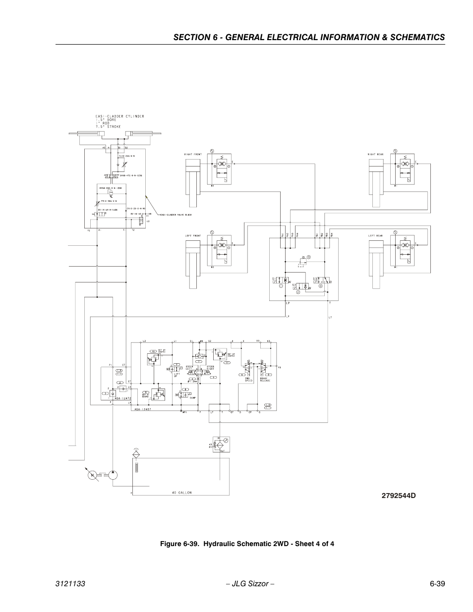 Hydraulic schematic 2wd - sheet 4 of 4 -39 | JLG 4394RT Service Manual User Manual | Page 217 / 228