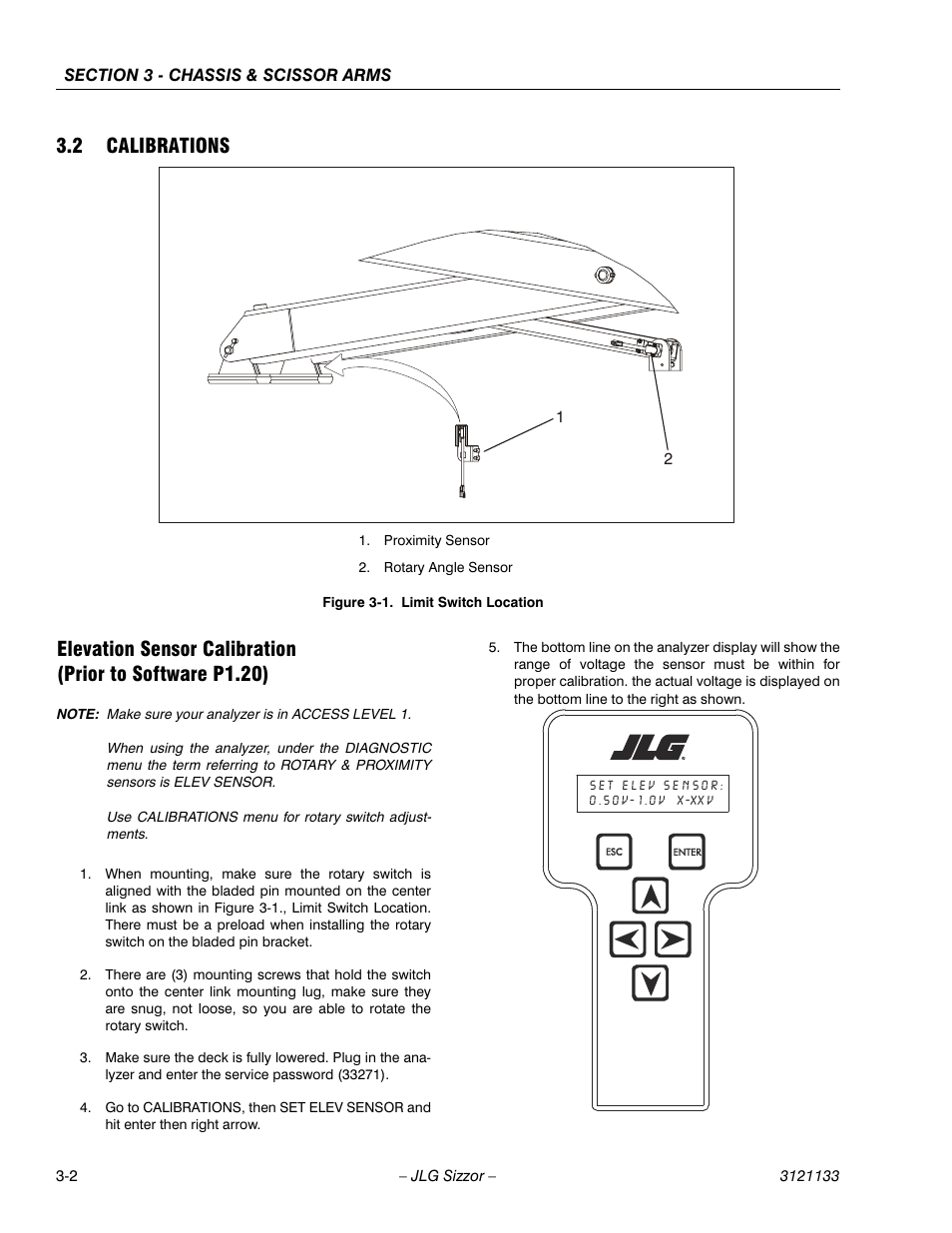 2 calibrations, Calibrations -2, Limit switch location -2 | JLG 4394RT Service Manual User Manual | Page 38 / 228