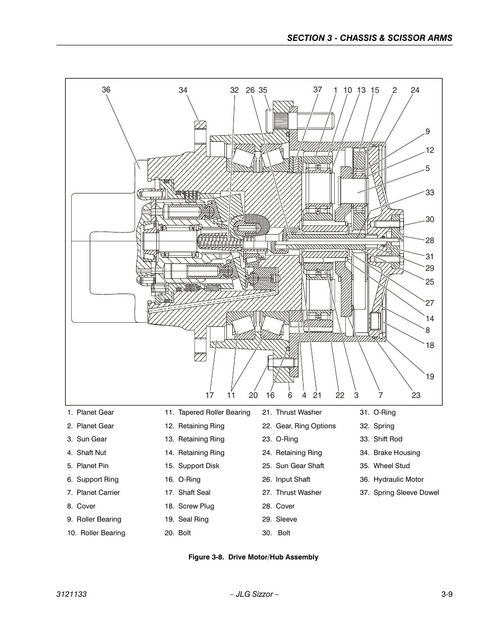 Drive motor/hub assembly -9 | JLG 4394RT Service Manual User Manual | Page 45 / 228