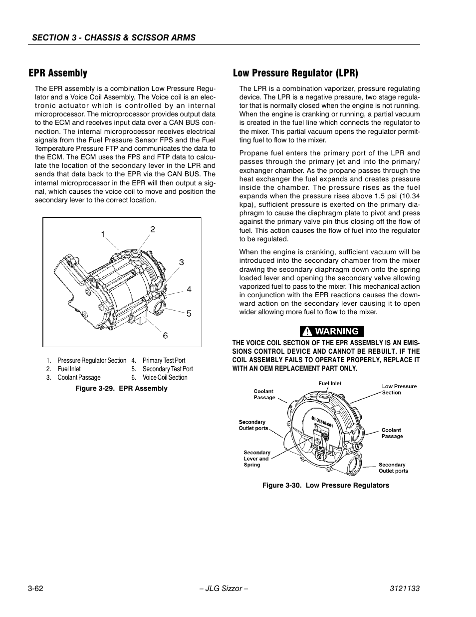 Epr assembly, Low pressure regulator (lpr), Epr assembly -62 | Low pressure regulators -62 | JLG 4394RT Service Manual User Manual | Page 98 / 228