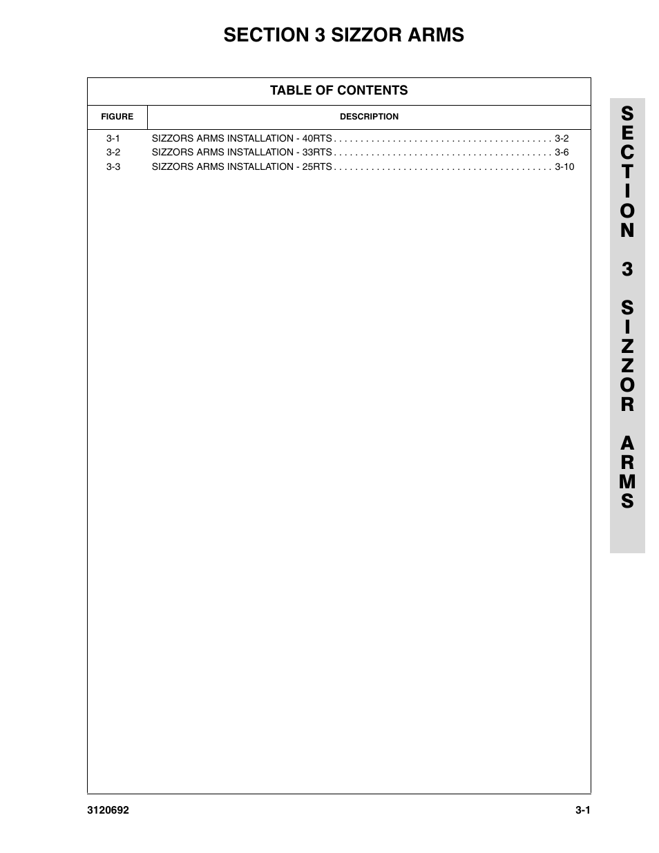 Section 3 sizzor arms, Section 3 - sizzor arms -1 | JLG 40RTS ANSI Parts Manual User Manual | Page 111 / 220