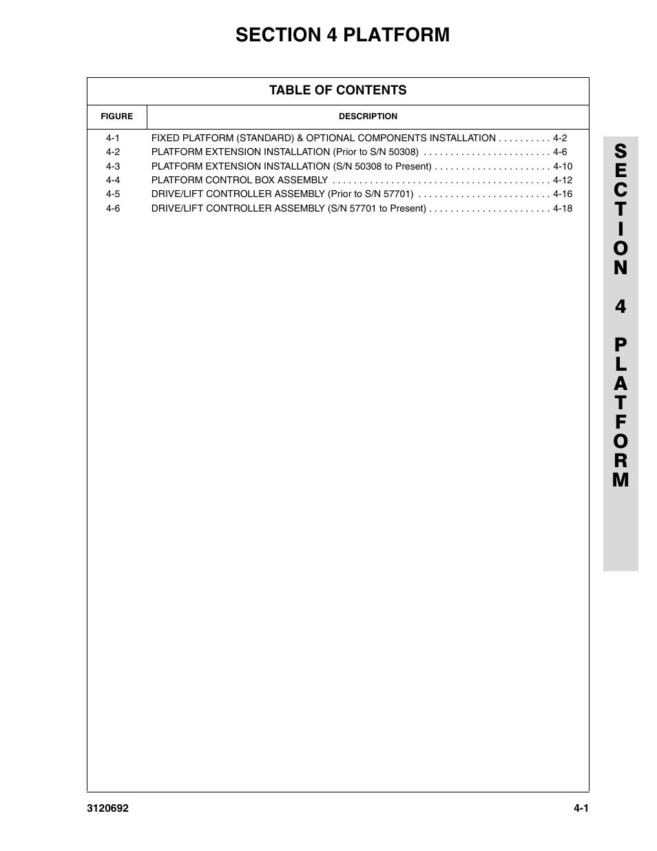 Section 4 platform, Section 4 - platform -1 | JLG 40RTS ANSI Parts Manual User Manual | Page 125 / 220