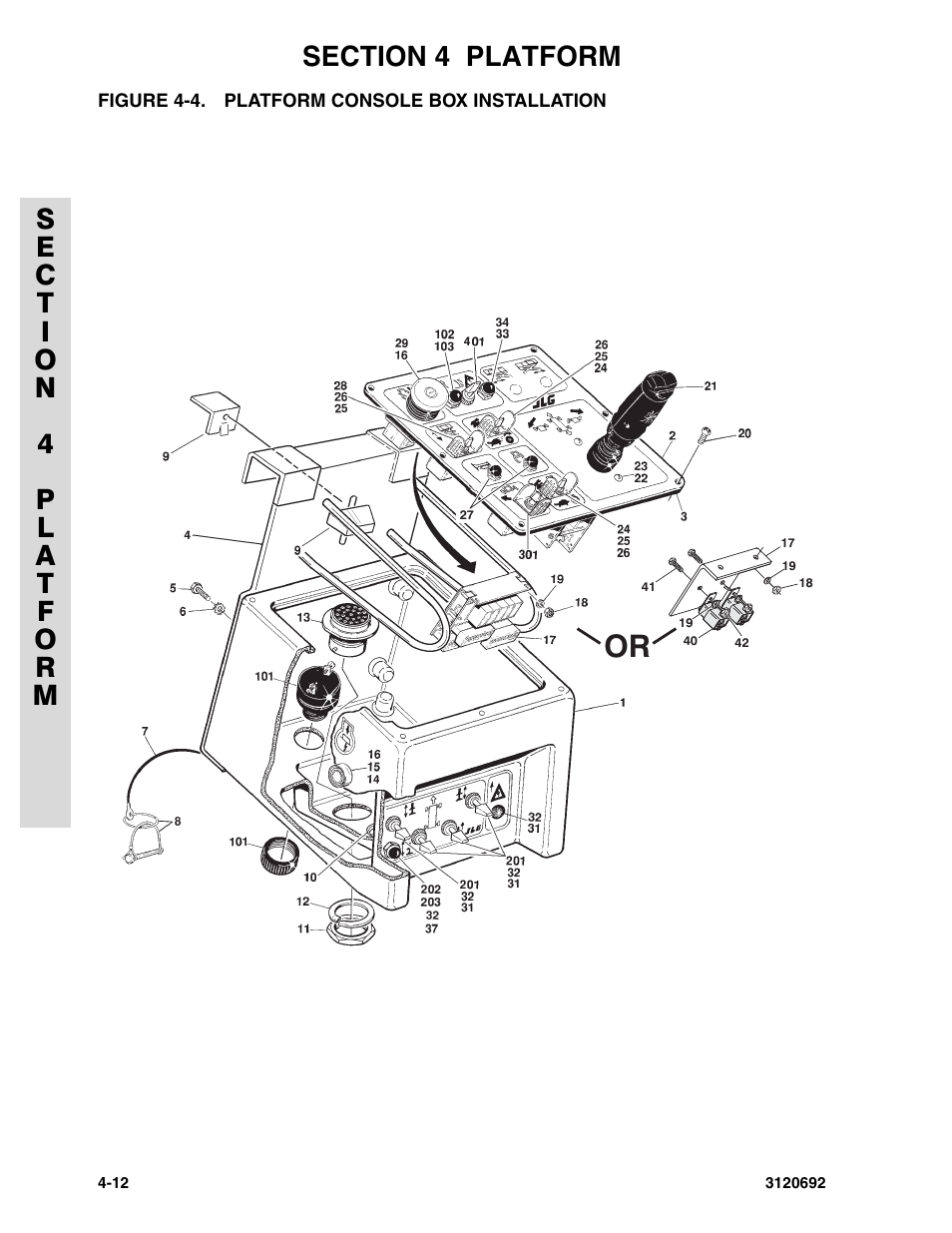 Figure 4-4. platform console box installation | JLG 40RTS ANSI Parts Manual User Manual | Page 136 / 220