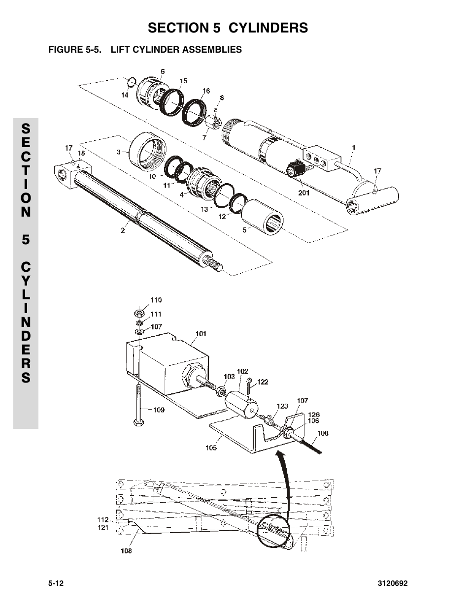 Figure 5-5. lift cylinder assemblies | JLG 40RTS ANSI Parts Manual User Manual | Page 156 / 220