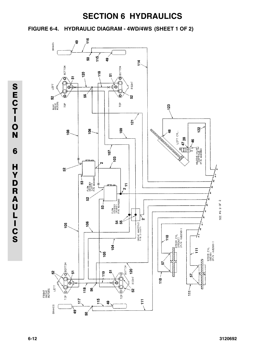 Figure 6-4. hydraulic diagram - 4wd/4ws | JLG 40RTS ANSI Parts Manual User Manual | Page 176 / 220