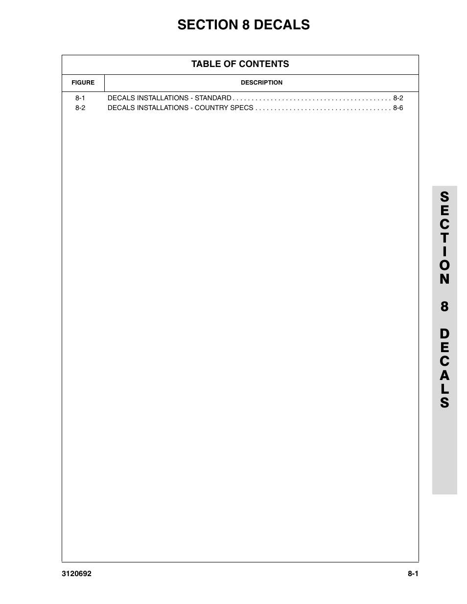 Section 8 decals, Section 8 - decals -1 | JLG 40RTS ANSI Parts Manual User Manual | Page 201 / 220