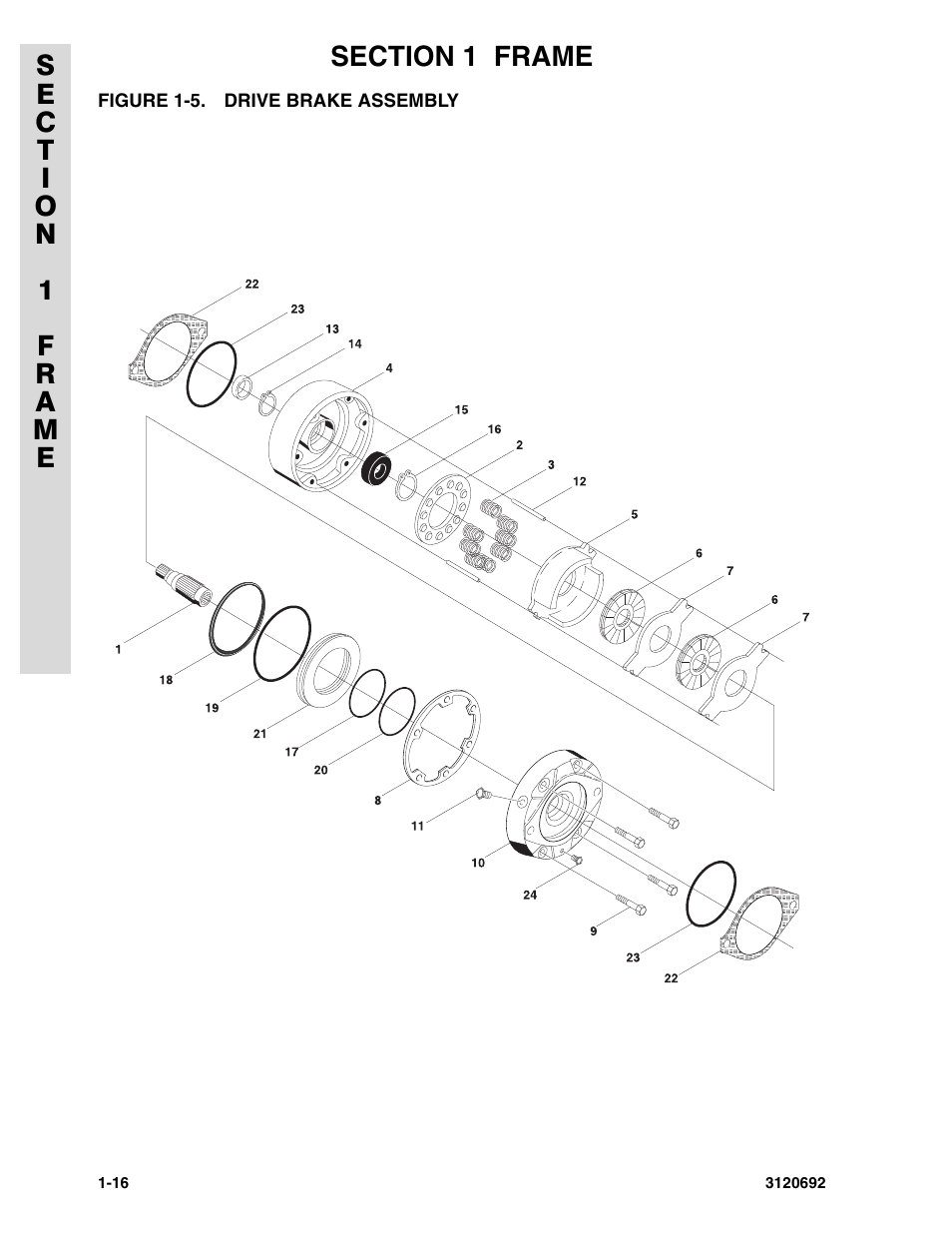 Figure 1-5. drive brake assembly | JLG 40RTS ANSI Parts Manual User Manual | Page 22 / 220