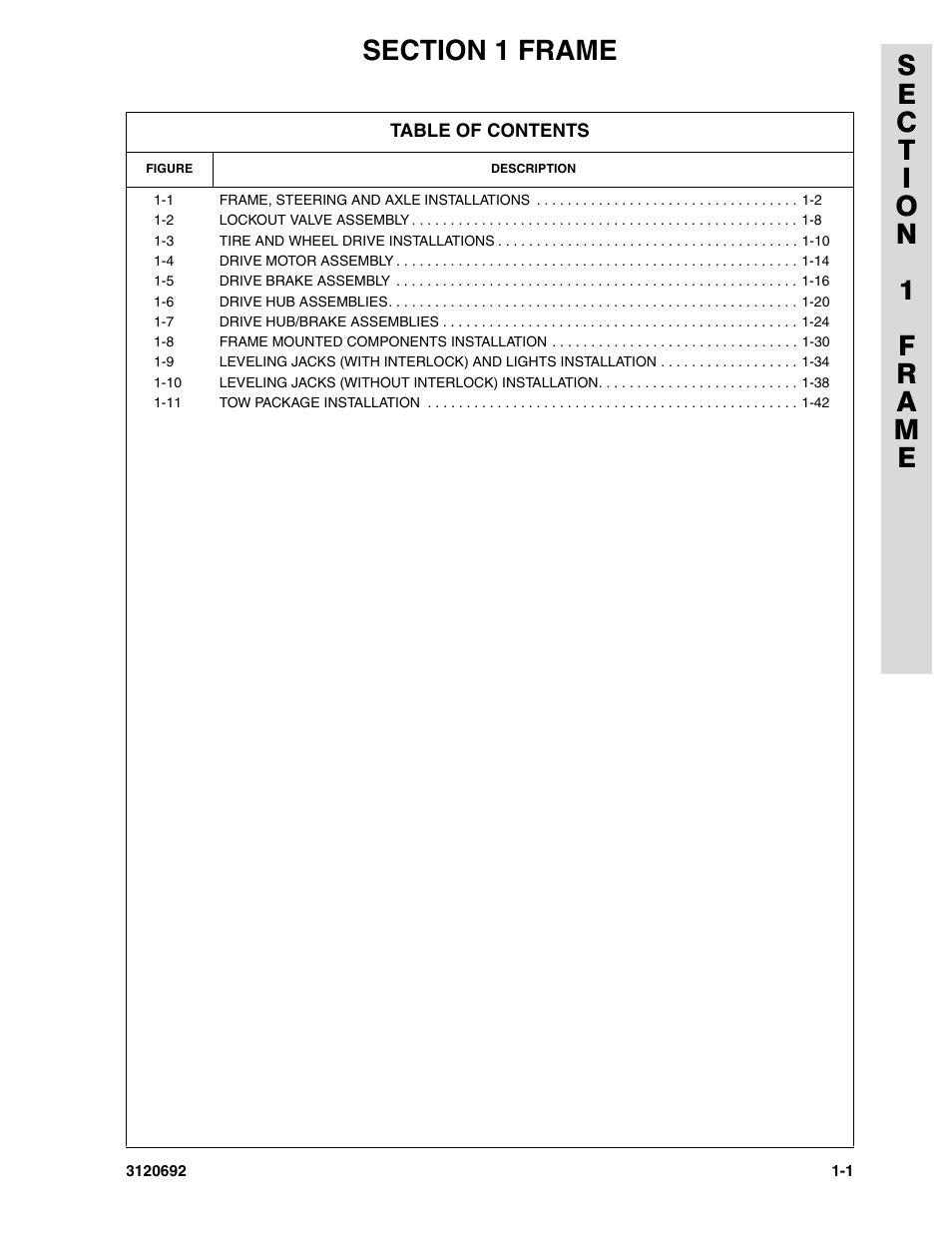 Section 1 frame, Section 1 - frame -1 | JLG 40RTS ANSI Parts Manual User Manual | Page 7 / 220