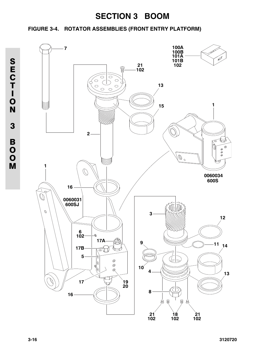 Rotator assemblies (front entry platform) -16 | JLG 660SJ Parts Manual User Manual | Page 188 / 352