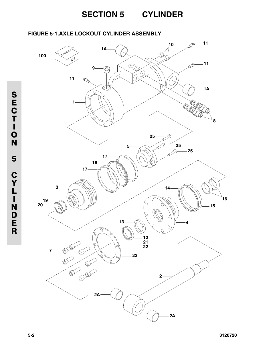 Figure 5-1. axle lockout cylinder assembly, Axle lockout cylinder assembly -2 | JLG 660SJ Parts Manual User Manual | Page 246 / 352