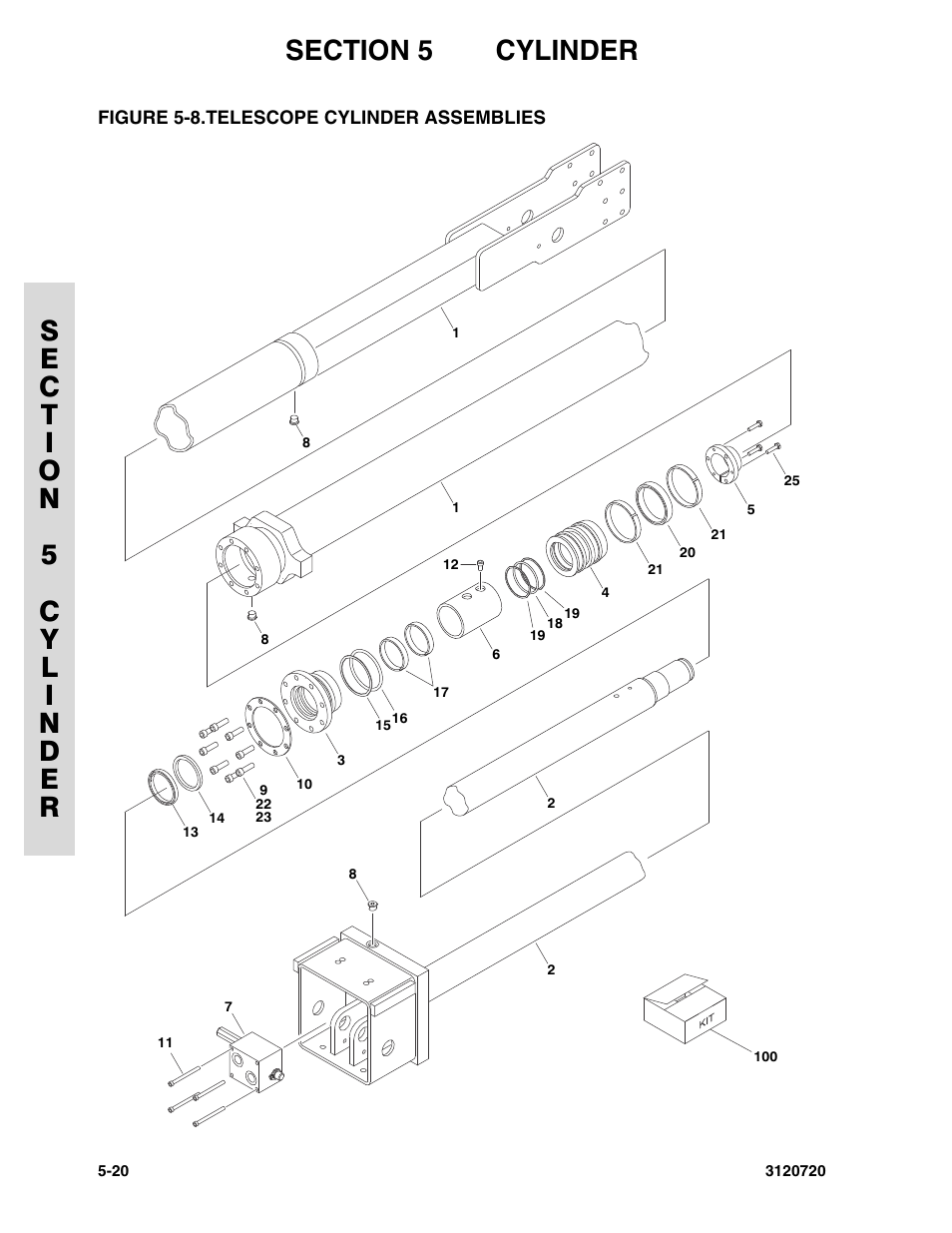 Figure 5-8. telescope cylinder assemblies, Telescope cylinder assemblies -20 | JLG 660SJ Parts Manual User Manual | Page 264 / 352