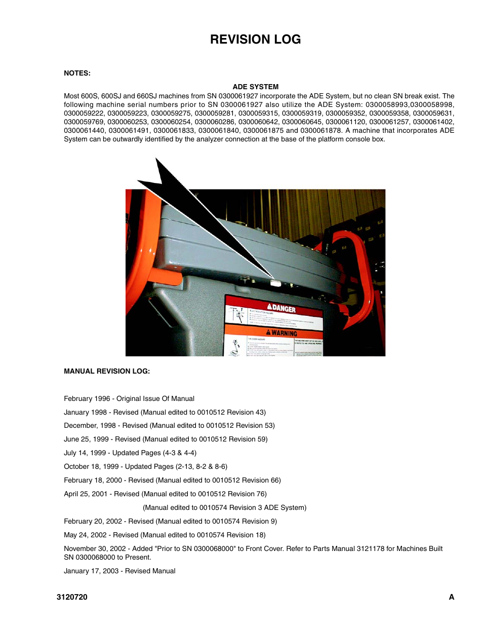 Revision log | JLG 660SJ Parts Manual User Manual | Page 3 / 352