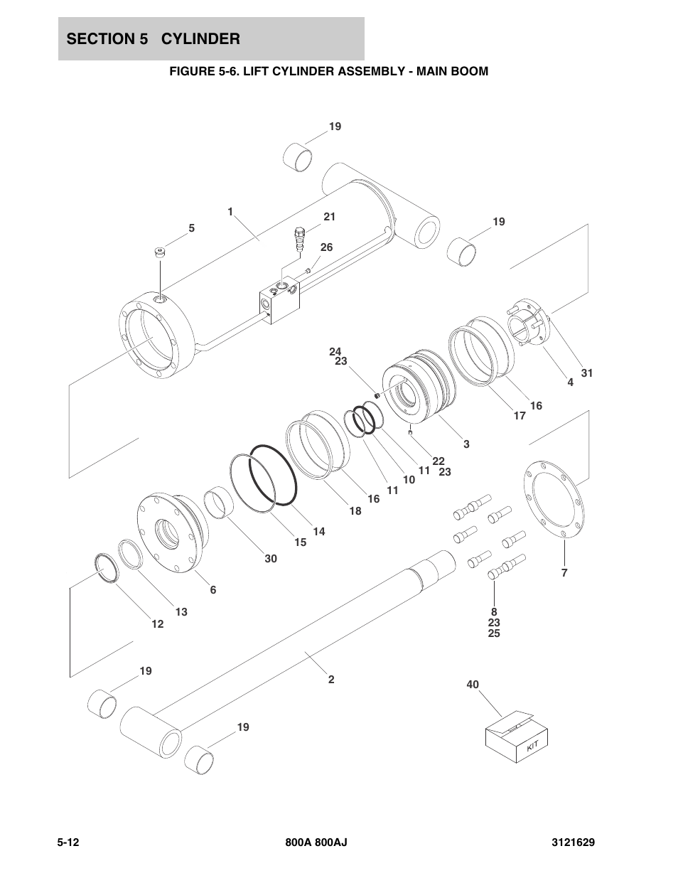 Figure 5-6. lift cylinder assembly - main boom | JLG 800A_AJ Parts Manual User Manual | Page 174 / 264