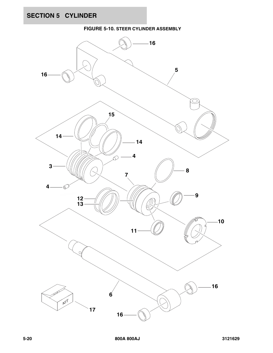 Figure 5-10. steer cylinder assembly | JLG 800A_AJ Parts Manual User Manual | Page 182 / 264