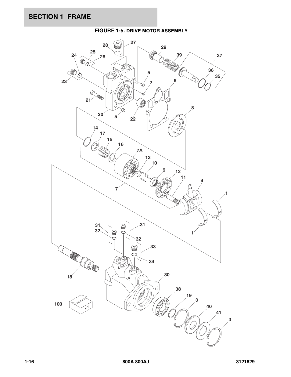 Figure 1-5. drive motor assembly | JLG 800A_AJ Parts Manual User Manual | Page 22 / 264