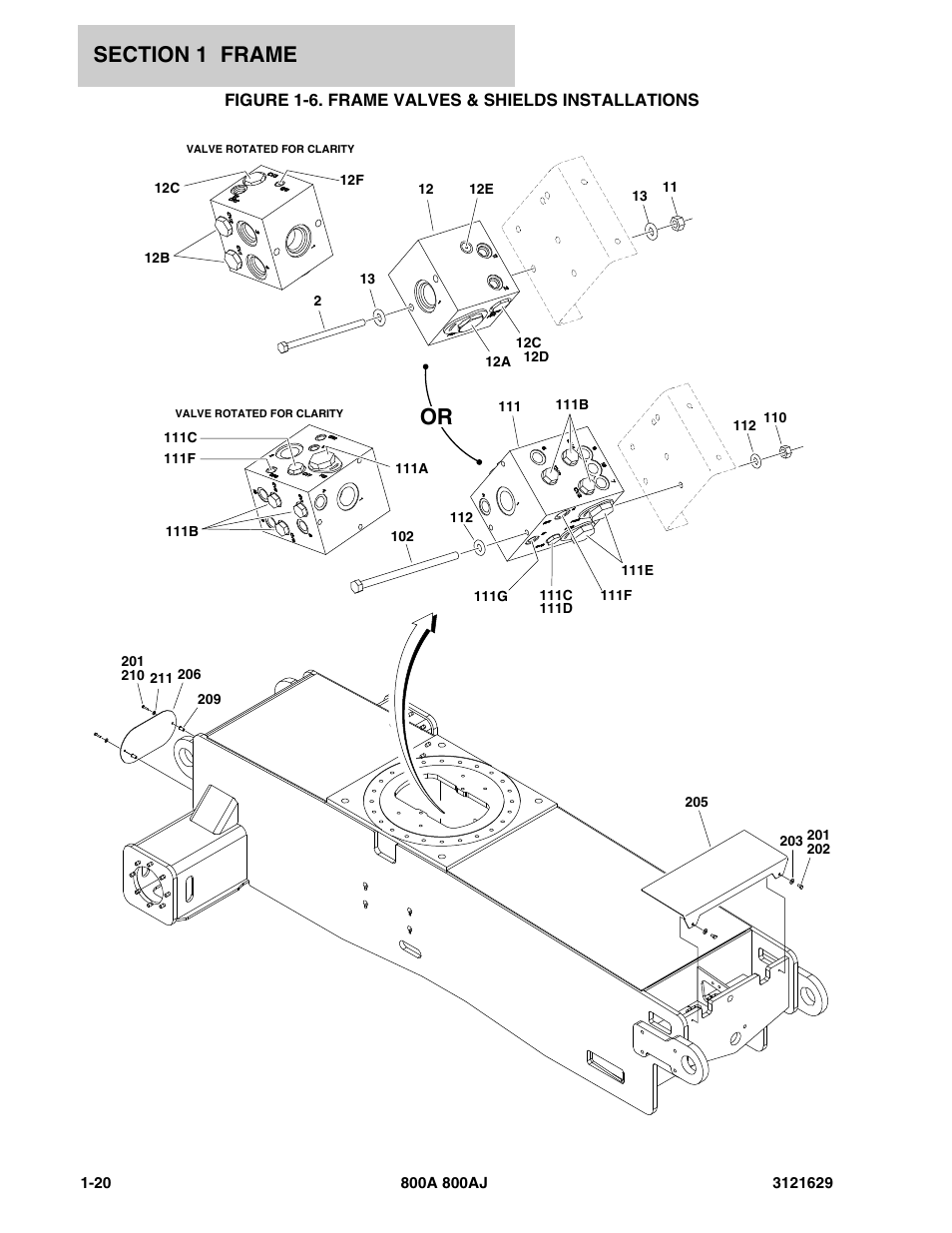 Figure 1-6. frame valves & shields installations | JLG 800A_AJ Parts Manual User Manual | Page 26 / 264