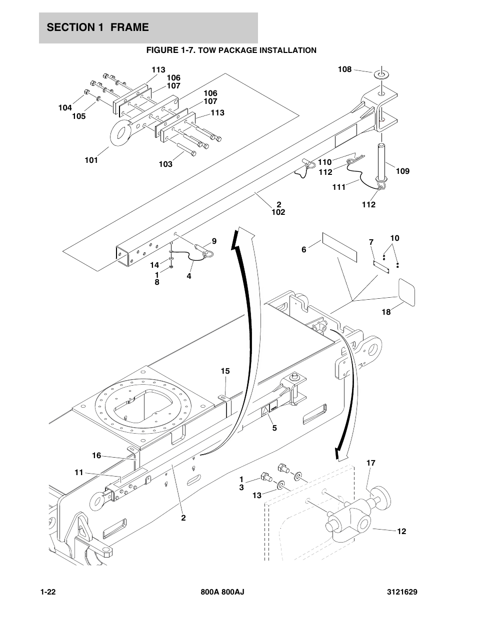 Figure 1-7. tow package installation | JLG 800A_AJ Parts Manual User Manual | Page 28 / 264