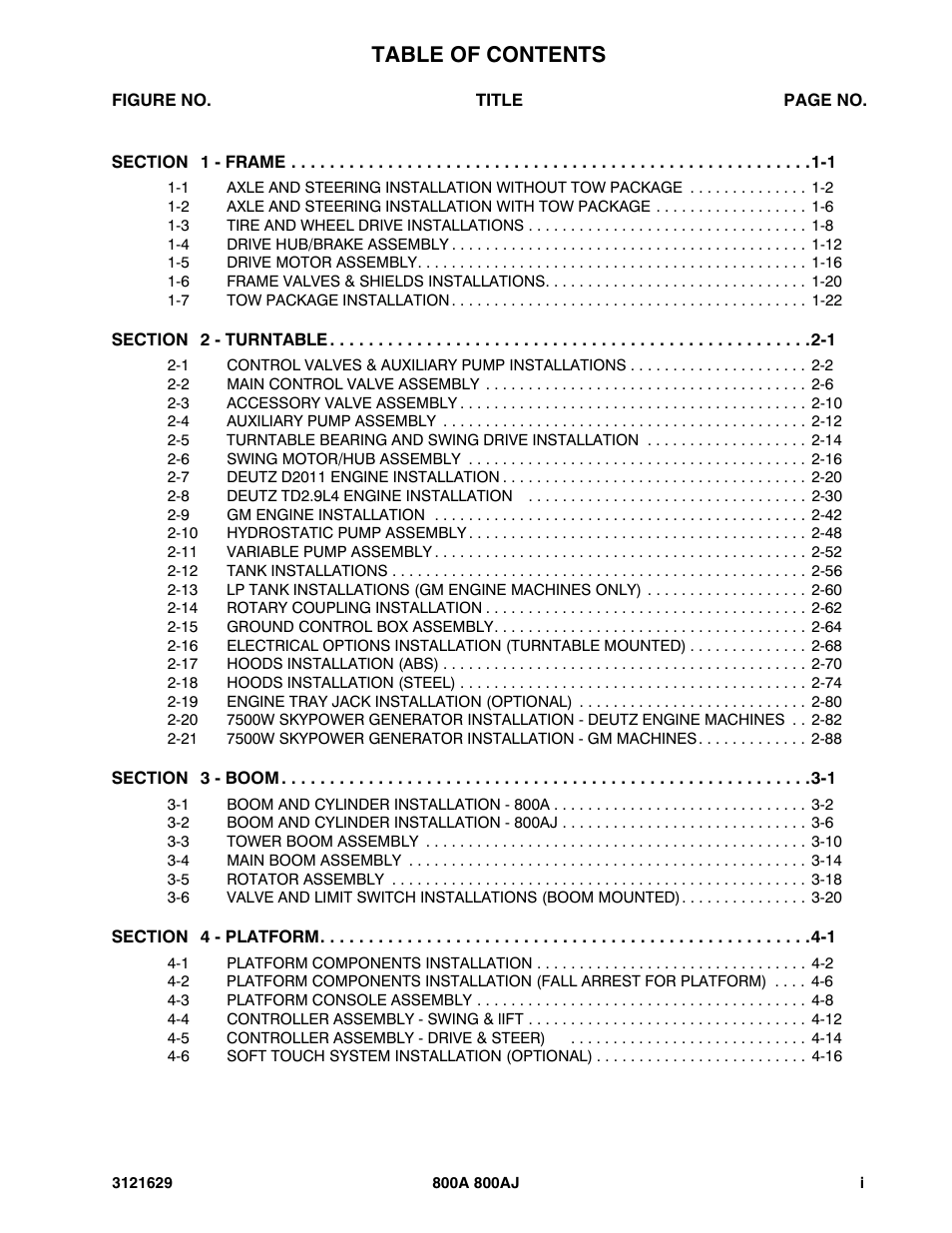 JLG 800A_AJ Parts Manual User Manual | Page 5 / 264