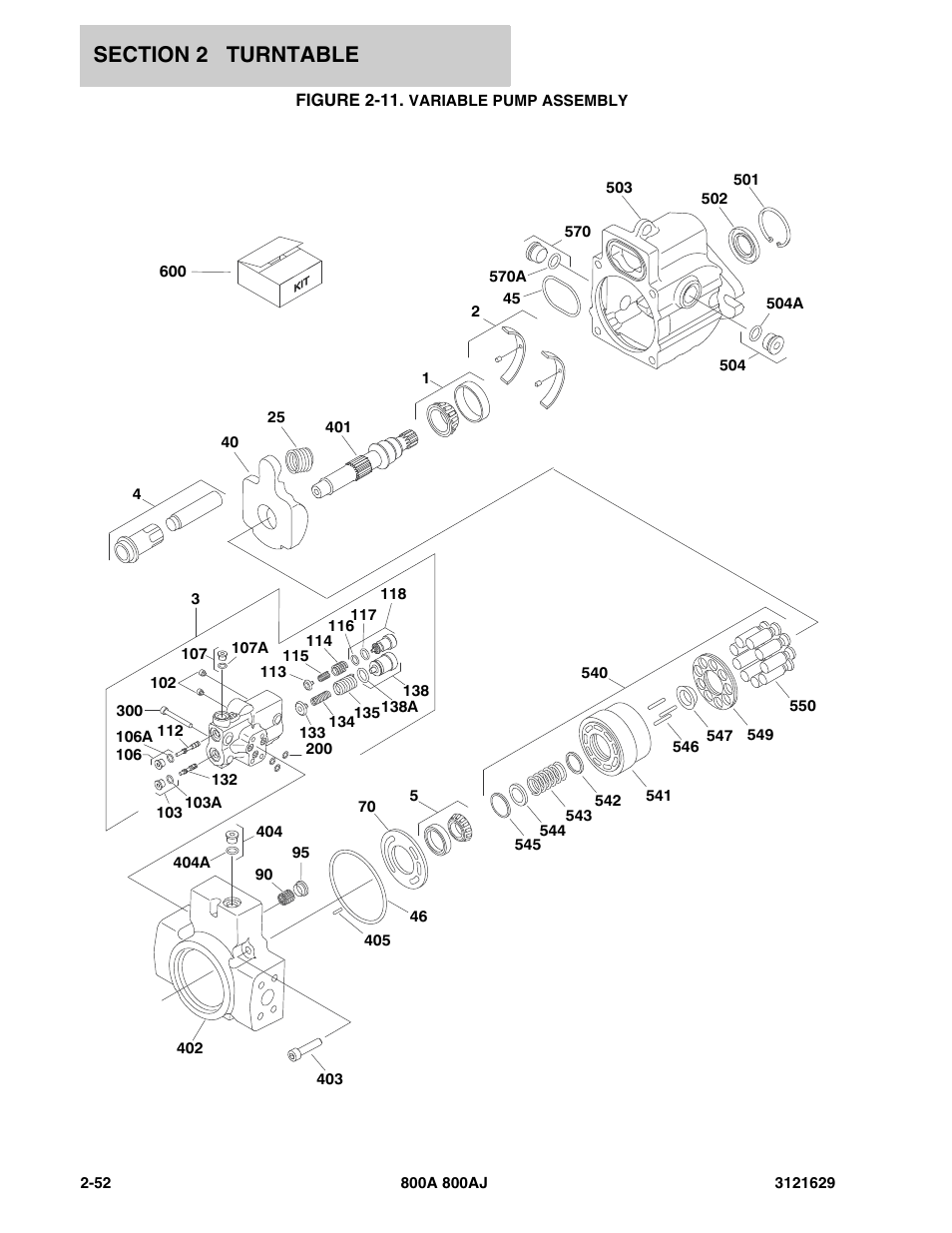 Figure 2-11. variable pump assembly | JLG 800A_AJ Parts Manual User Manual | Page 82 / 264