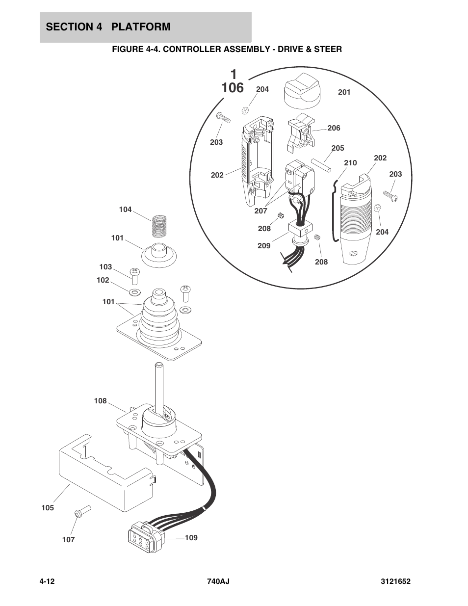 Figure 4-4. controller assembly - drive & steer | JLG 740AJ Parts Manual User Manual | Page 136 / 216