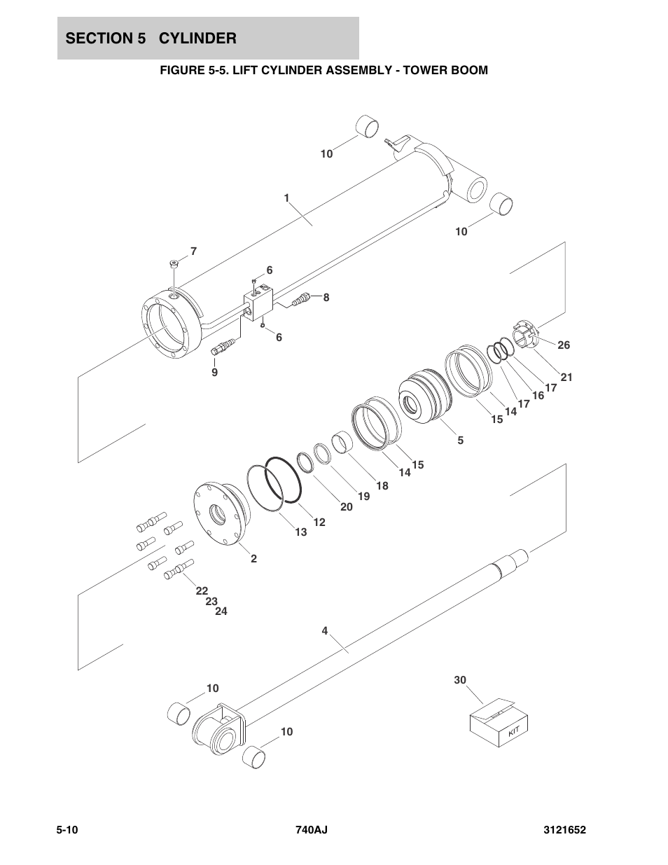 Figure 5-5. lift cylinder assembly - tower boom | JLG 740AJ Parts Manual User Manual | Page 150 / 216