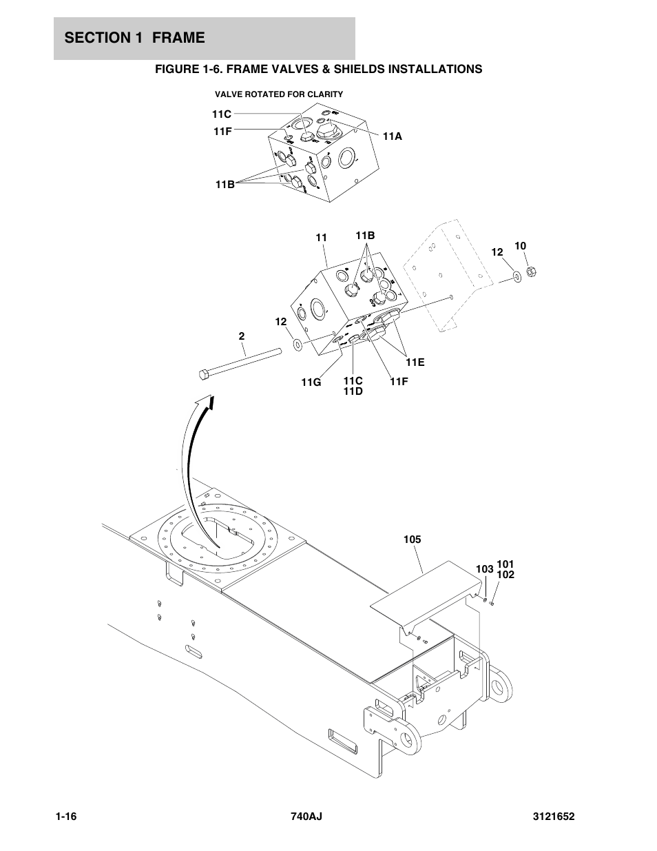 Figure 1-6. frame valves & shields installations | JLG 740AJ Parts Manual User Manual | Page 22 / 216