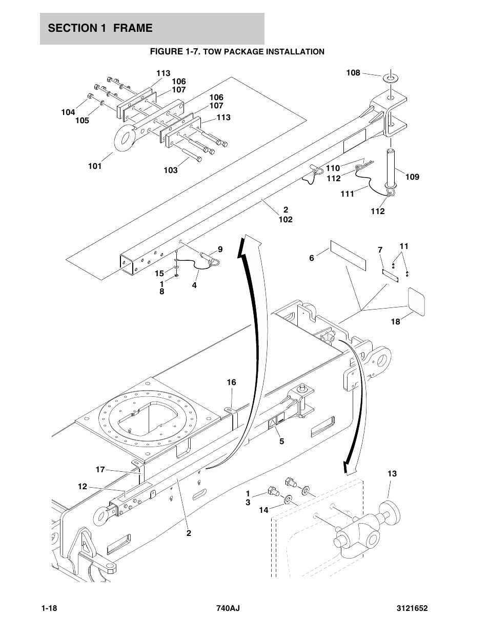 Figure 1-7. tow package installation | JLG 740AJ Parts Manual User Manual | Page 24 / 216