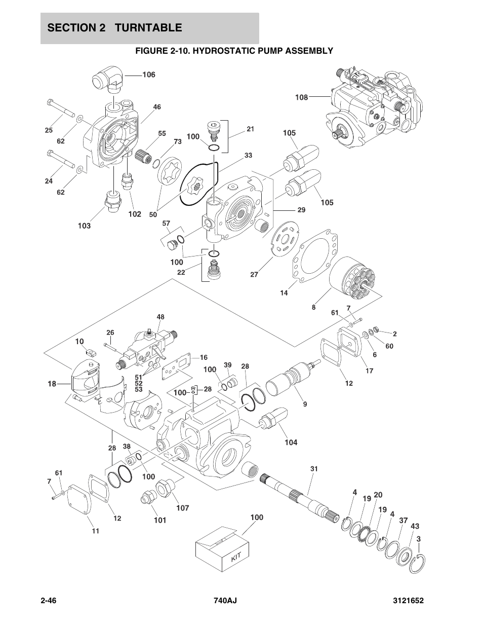 Figure 2-10. hydrostatic pump assembly | JLG 740AJ Parts Manual User Manual | Page 72 / 216