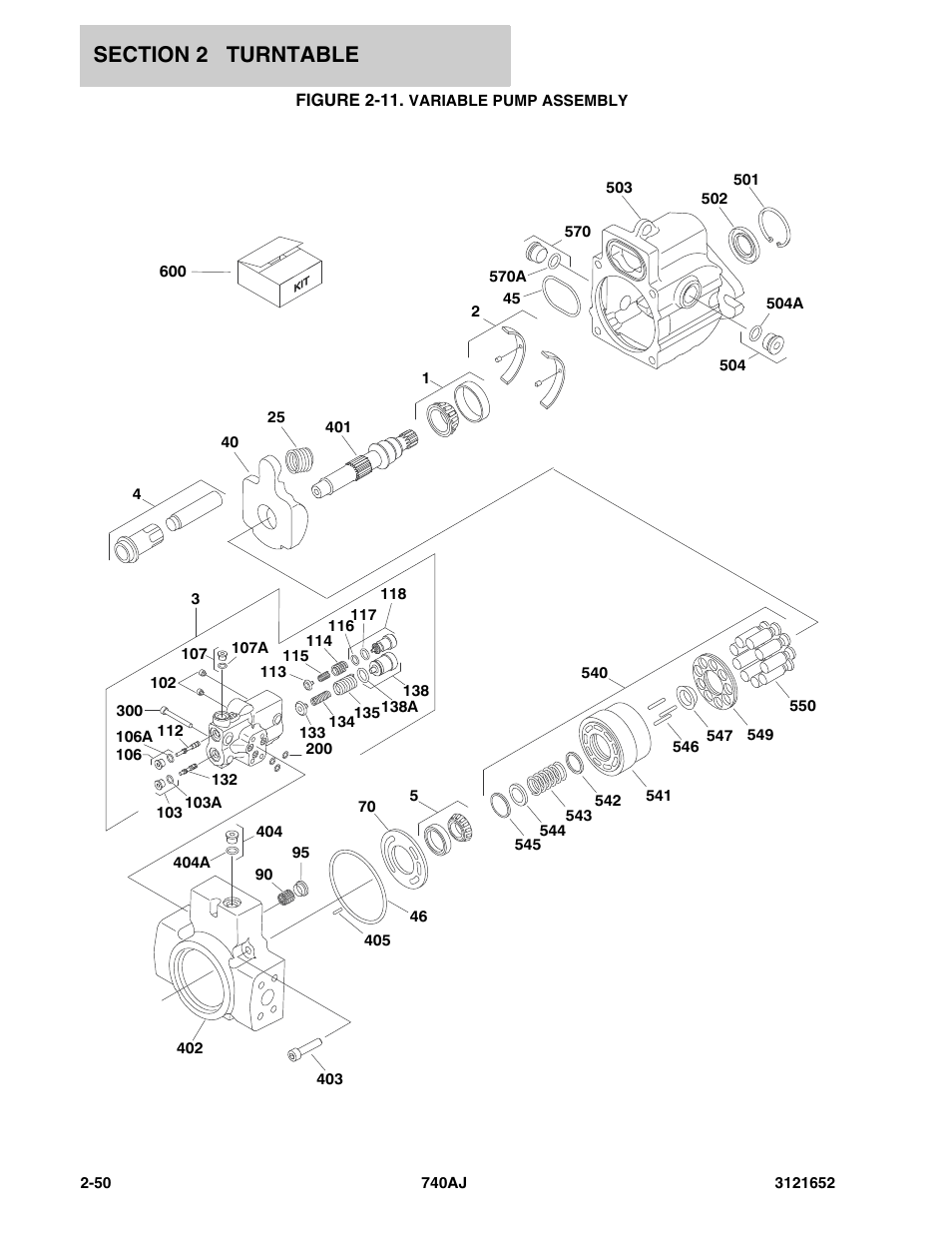 Figure 2-11. variable pump assembly | JLG 740AJ Parts Manual User Manual | Page 76 / 216
