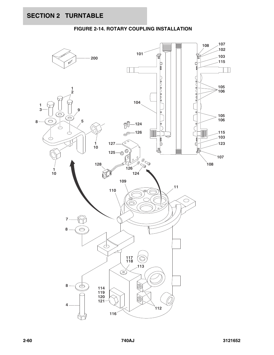 Figure 2-14. rotary coupling installation | JLG 740AJ Parts Manual User Manual | Page 86 / 216