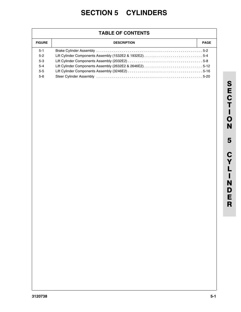 Section 5 cylinders | JLG 3246E2 ANSI Parts Manual User Manual | Page 141 / 240