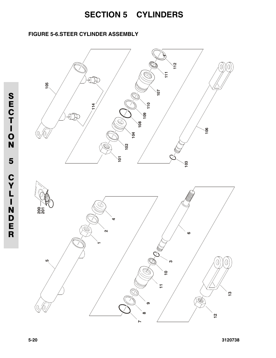 Figure 5-6. steer cylinder assembly | JLG 3246E2 ANSI Parts Manual User Manual | Page 160 / 240