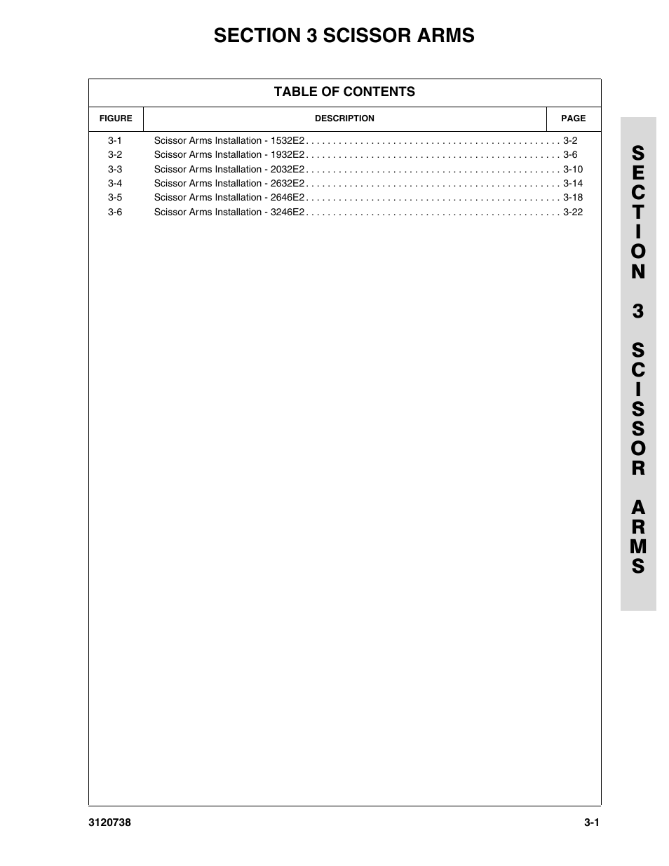 Section 3 scissor arms | JLG 3246E2 ANSI Parts Manual User Manual | Page 73 / 240