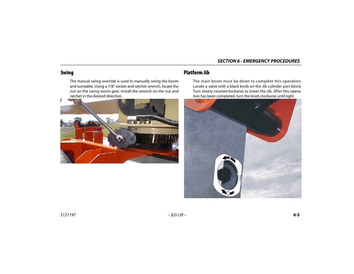 Swing, Platform jib, Swing -5 platform jib -5 | JLG T500J Operator Manual User Manual | Page 103 / 132