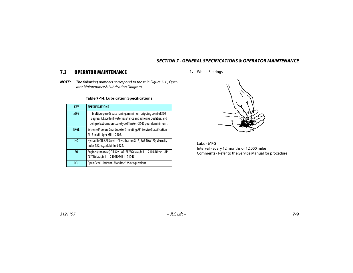 3 operator maintenance, Operator maintenance -9, Lubrication specifications -9 | JLG T500J Operator Manual User Manual | Page 113 / 132