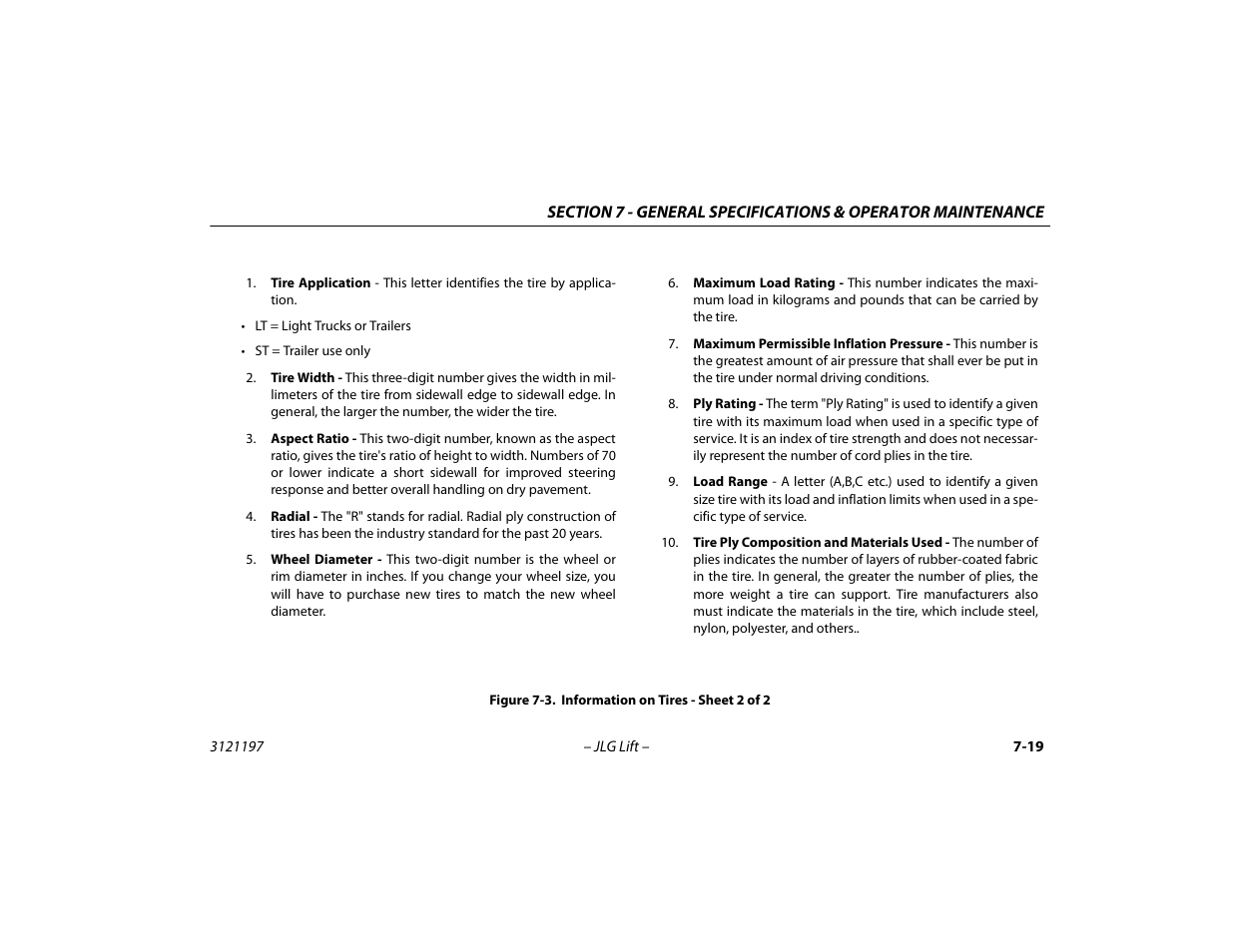 Information on tires - sheet 2 of 2 -19 | JLG T500J Operator Manual User Manual | Page 123 / 132