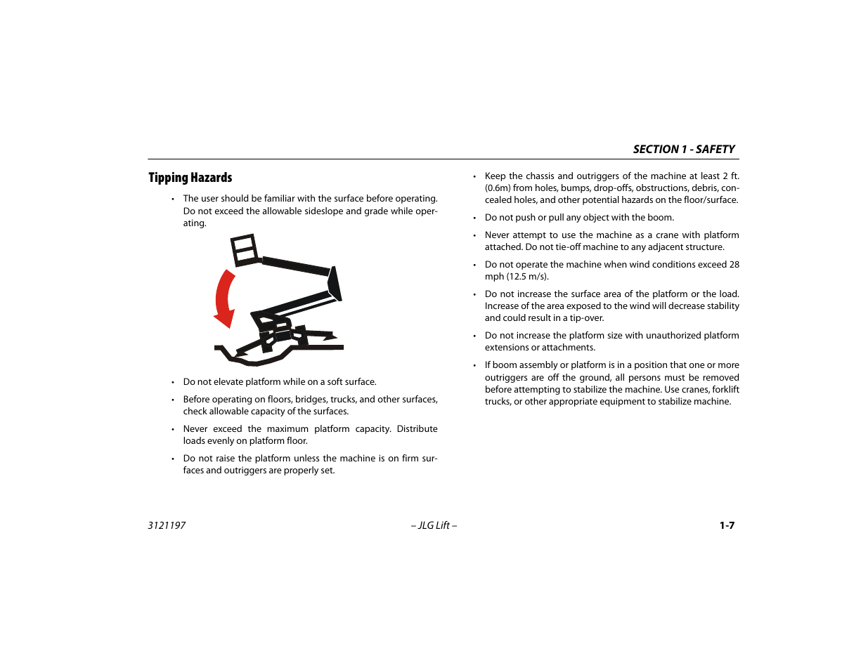 Tipping hazards, Tipping hazards -7 | JLG T500J Operator Manual User Manual | Page 19 / 132