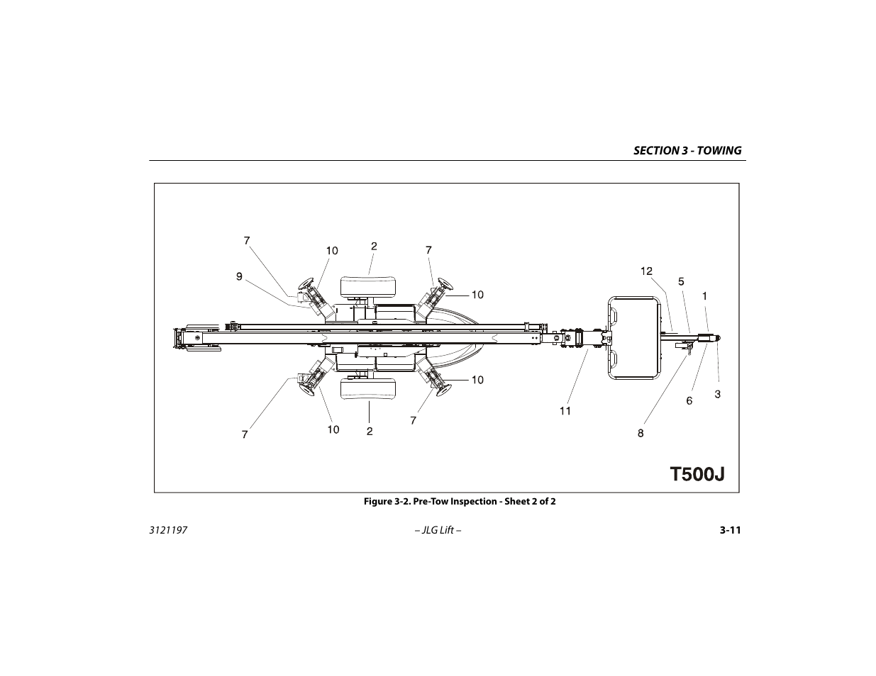 Pre-tow inspection - sheet 2 of 2 -11 | JLG T500J Operator Manual User Manual | Page 43 / 132