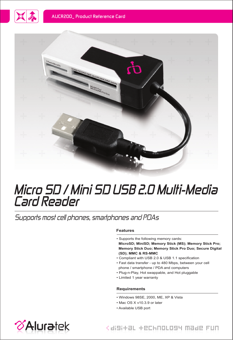 Aluratek AUCR200 User Manual | 1 page
