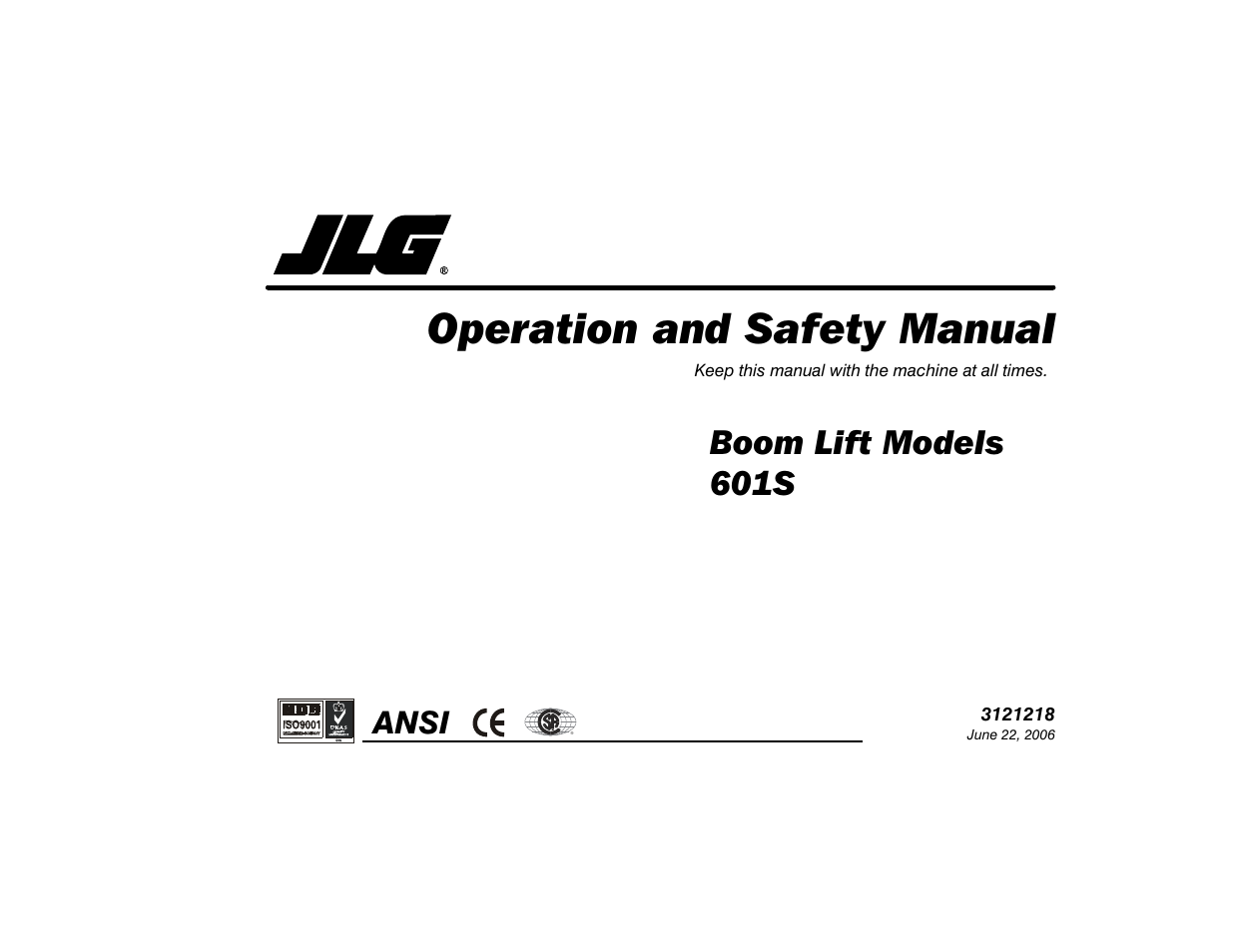 JLG 601S Operator Manual User Manual | 102 pages