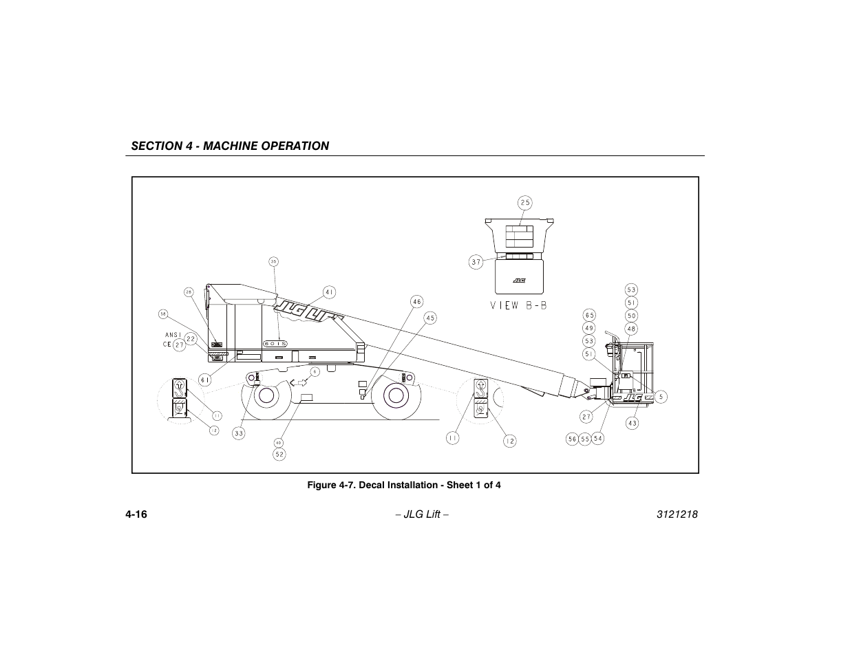 Decal installation - sheet 1 of 4 -16 | JLG 601S Operator Manual User Manual | Page 60 / 102