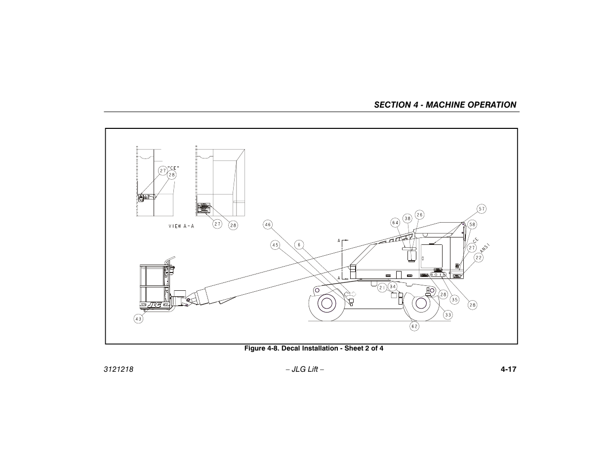 Decal installation - sheet 2 of 4 -17 | JLG 601S Operator Manual User Manual | Page 61 / 102