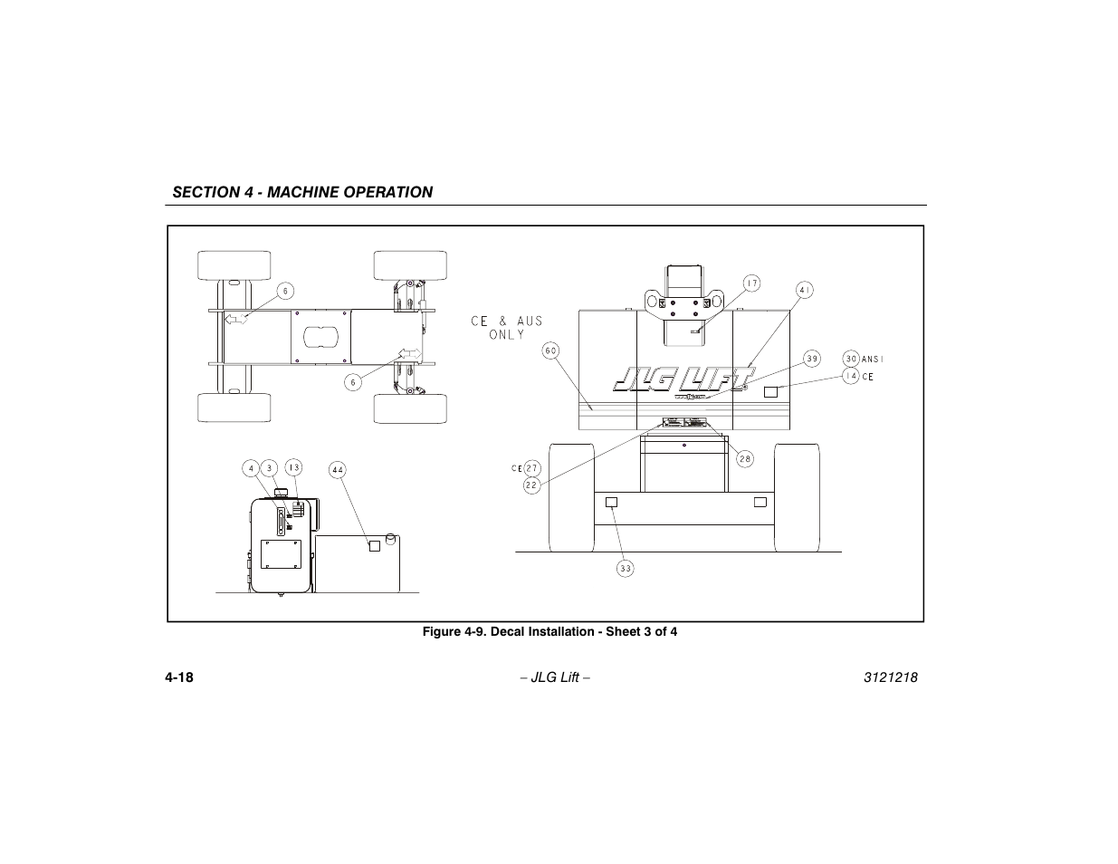 Decal installation - sheet 3 of 4 -18 | JLG 601S Operator Manual User Manual | Page 62 / 102