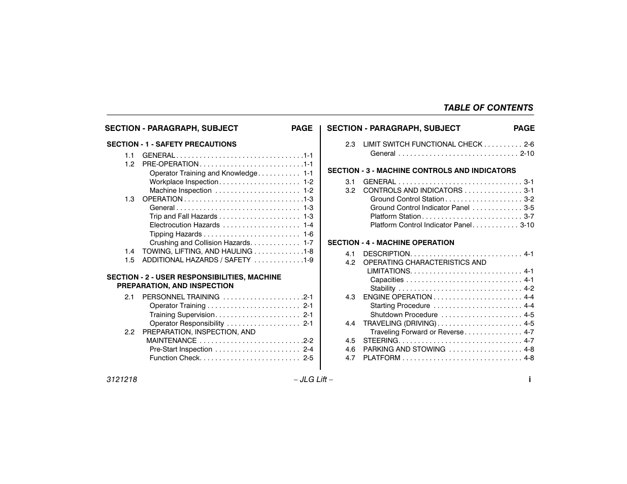 JLG 601S Operator Manual User Manual | Page 7 / 102