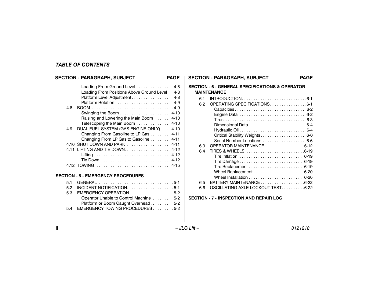 JLG 601S Operator Manual User Manual | Page 8 / 102