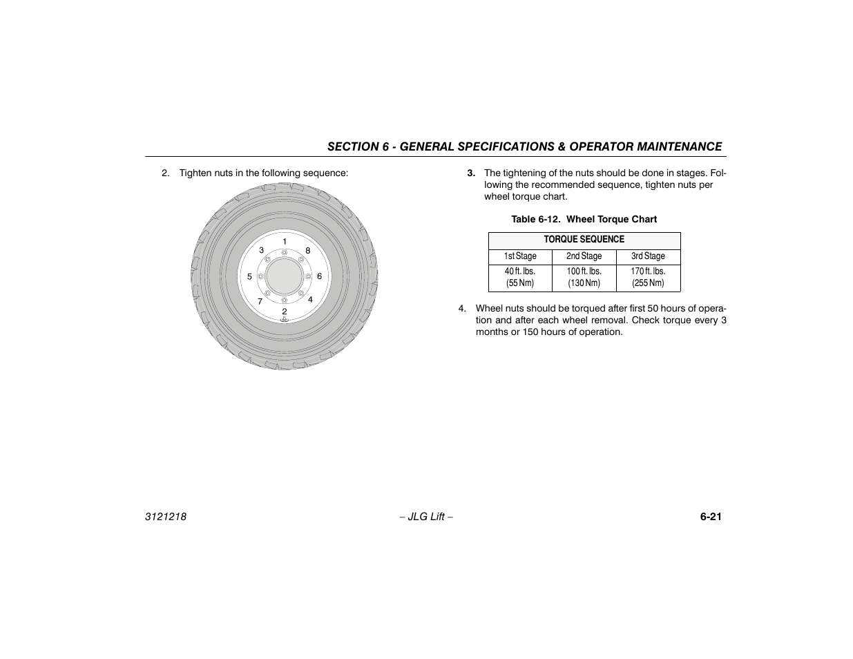 Wheel torque chart -21 | JLG 601S Operator Manual User Manual | Page 95 / 102