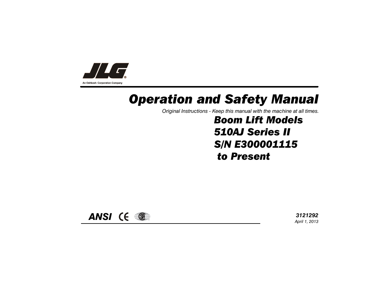 JLG 510AJ Series II Operator Manual User Manual | 104 pages