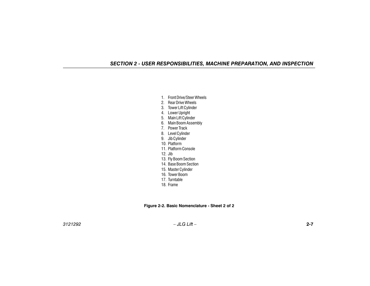 Basic nomenclature - sheet 2 of 2 -7 | JLG 510AJ Series II Operator Manual User Manual | Page 27 / 104